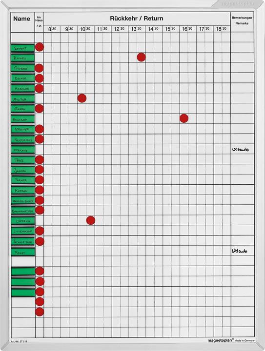 Magnetoplan An- und Abwesenheitstafel (45 x 60 cm)