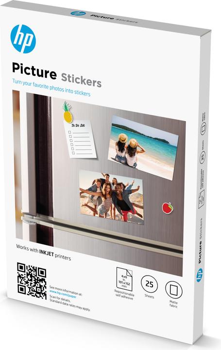 Produktbild HP Picture Sticker, 10x15cm, 25 Blätter (99 g/m², 10 x 15 cm, 25 x)