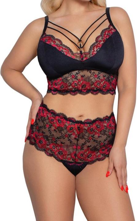 Produktbild Cottelli Collection BH und Slip schwarz/rot 2XL (XXL)
