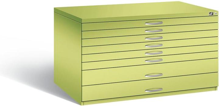 Image du produit C+P Armoire à plans, format A0, 8 tiroirs, hauteur 760 mm, vert viridin.