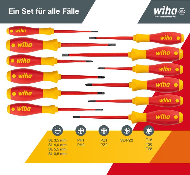 Actual product image Wiha Screwdriver set (Slotted screws, Torx (TX), Pozidriv cross recess (PZ), Phillipps cross recess (PH))