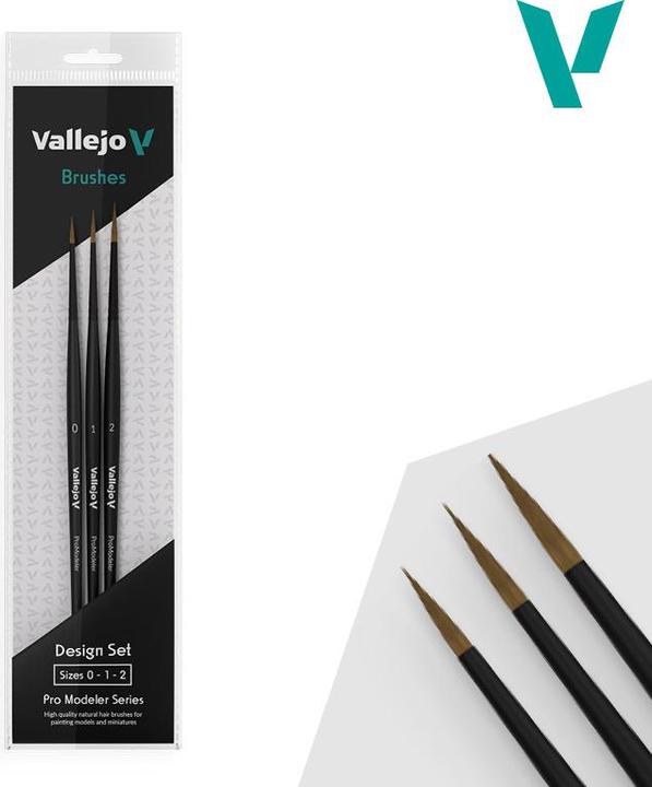 Image du produit Vallejo BRUSH SET / PRO MODELER - DESIGN SET - NATURAL HAIR (SIZES 0, 1 & 2)