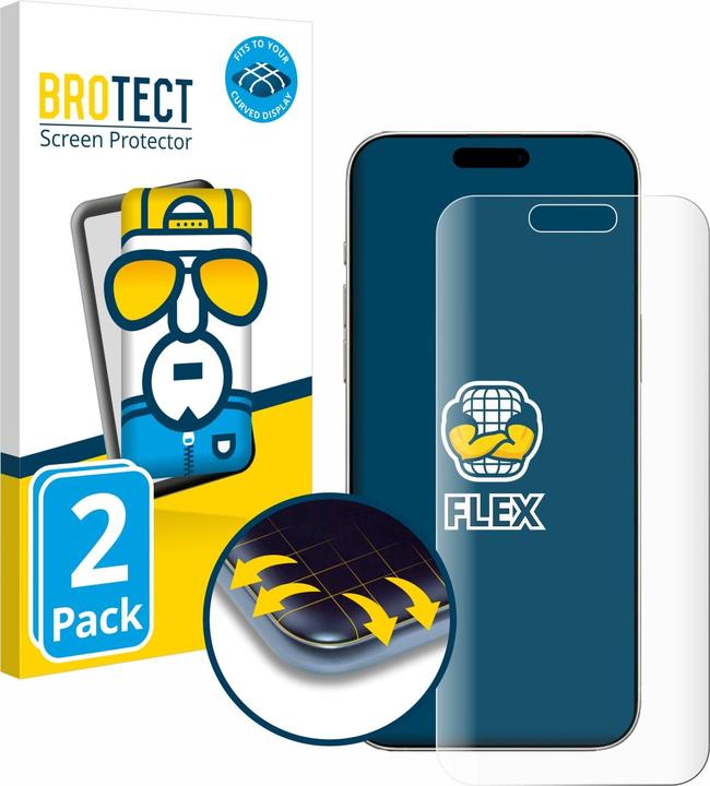 Image du produit BROTECT Film de protection plein écran Film de protection d'écran clair transparent (2 pièce(s), Apple iPhone 16)