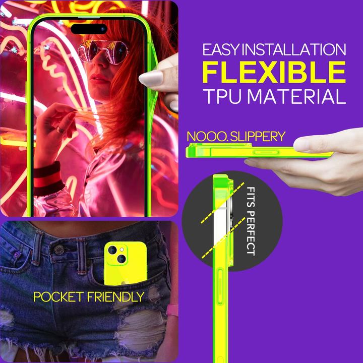 Produktbild Nalia Klar Transparente Neon Silikon Hülle (Apple iPhone 15)
