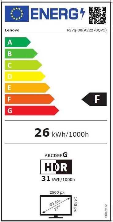 Energy Label Lenovo Think Vision P27q-30 (2560 x 1440 pixels, 27")
