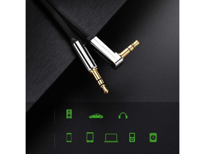 Image du produit Ugreen Casque d'écoute audio AUX à ruban plat coudé (3 m, Jack 3,5 mm (AUX))
