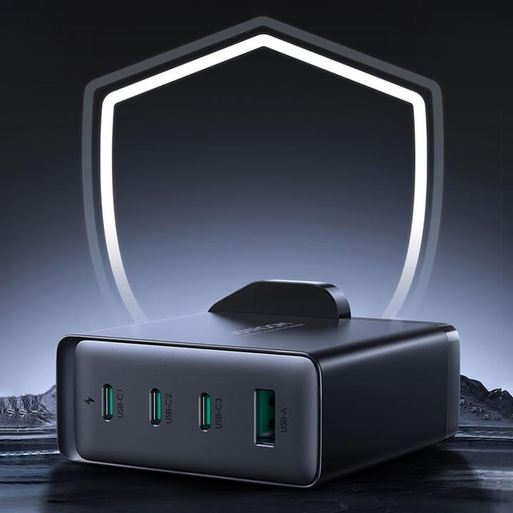 Produktbild Joyroom GaN-Ladegerät UK JR-TCG05UK 140 W 3x USB-C USB-A + USB-C / USB-C-Kabel 240 W 1,2 m (140 W)