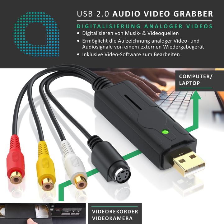 Actual product image Aplic USB audio video grabber, video audio converter, video adapter for post-production, VHS, for Windows (USB 2.0, analog TV signal)
