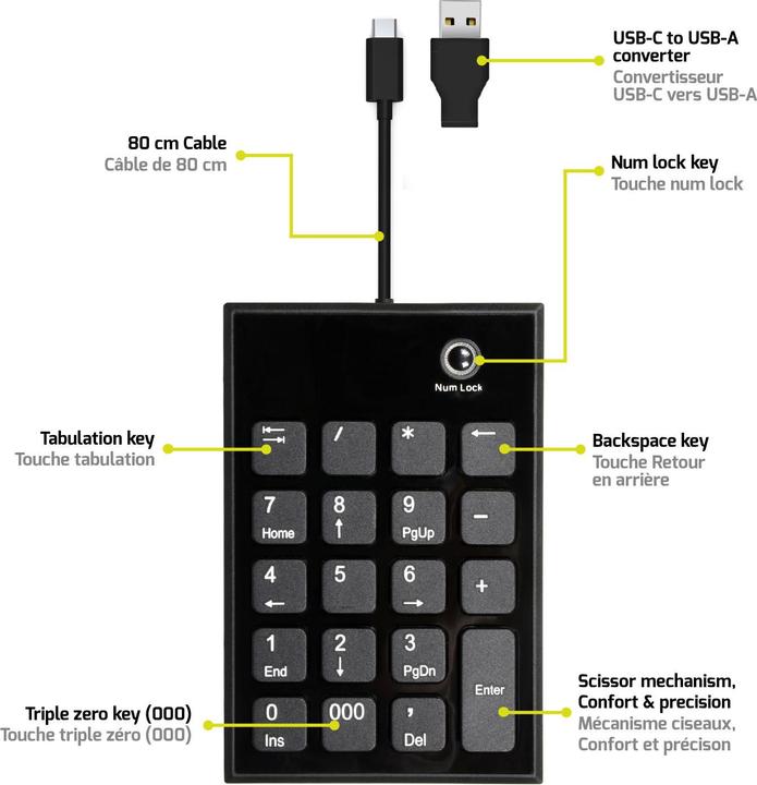 Immagine prodotto Port Designs 900801 Tastiera numerica Notebook USB (Tastierino numerico, Cablato)