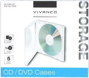 Produktbild Vivanco CD Jewel Case f??r eine CD, 5er Pack, transparent