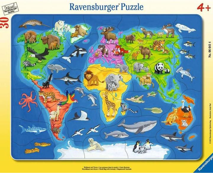 Actual product image Ravensburger World map with animals (30 pieces)
