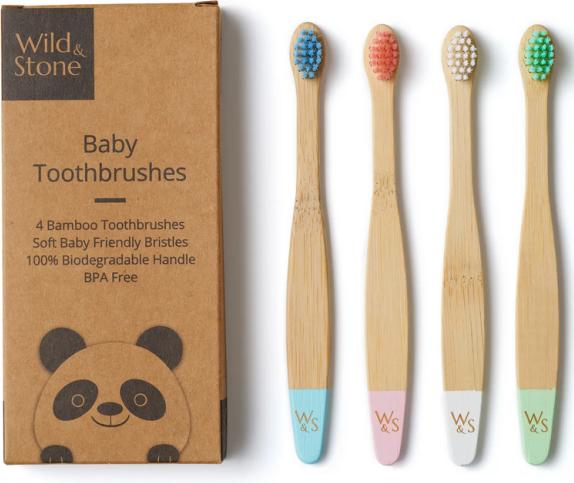 Wild and Stone Baby-Bambuszahnbürste Set (Extra weich, 4 x)