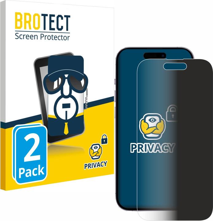 Productafbeelding BROTECT Anti-spionnetje privacyfolie Beschermfolie tegen blauw licht (2 Stuk, Apple iPhone 14 Pro)