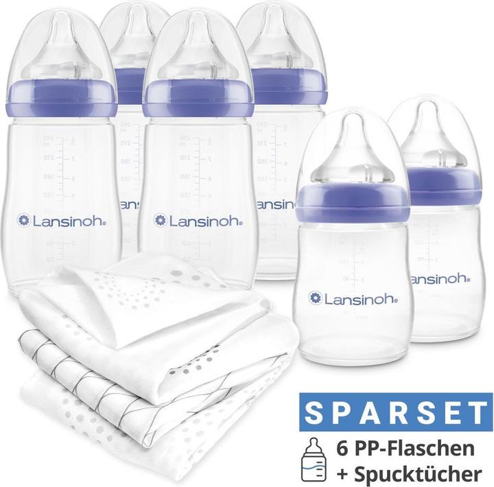 Produktbild Lansinoh Babyflaschen 9-tlg. PP-Flaschen-Set mit NaturalWave® Trinksauger