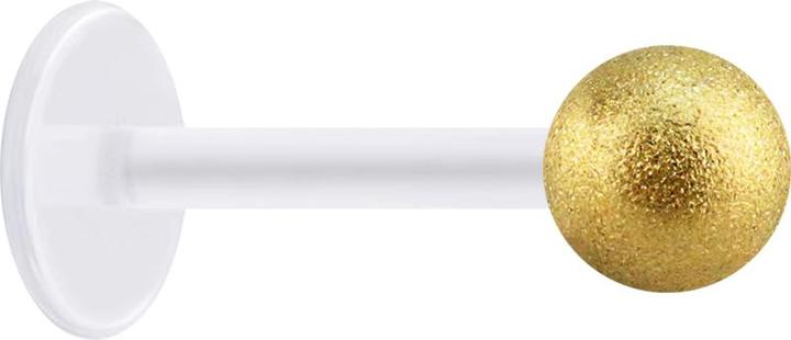 Produktbild Star Piercing Micro Labret transparent mit Kugel vergoldet gesprenkelt (ohne Messing, Chirurgenstahl 316L, Bioflex)