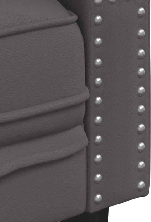 Produktbild VidaXL Chesterfield Sofa 3-Sitzer Couch Sessel Polstersofa Grau Kunstleder (Chesterfield)