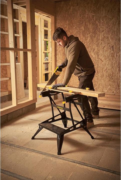 Actual product image Stanley Workmate with bamboo worktop and dual working height, loadable up to 250kg (50.50 cm, 54 cm)