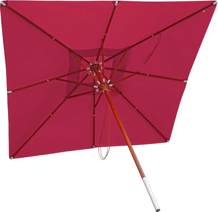 Produktbild Mendler Gastronomie Holz-Sonnenschirm, Gartenschirm, Polyester/Holz 14kg, eckig 3x3m Seilzug stosssicher - b (3 m)