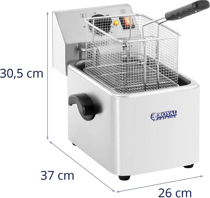 Produktbild Royal Catering Fritteuse Elektro 1 x 8 L EGO Thermostat Fritteuse Fritöse 1 x 2.500 Watt (EU-Stecker)