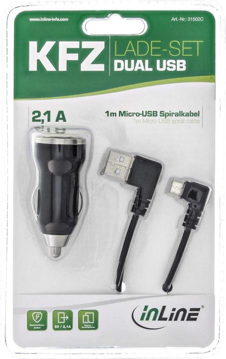 Actual product image InLine USB DUAL+ Car Charger Set