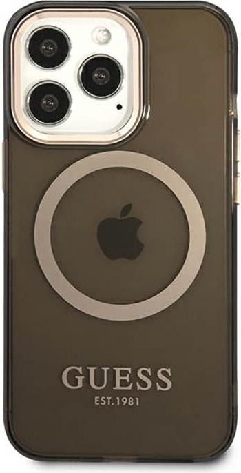 Actual product image Guess GUHMP13XHTCMK iPhone 13 Pro Max 6.7" czarny/black hard case Gold Outline Translucent MagSafe (Apple iPhone 13 Pro Max)
