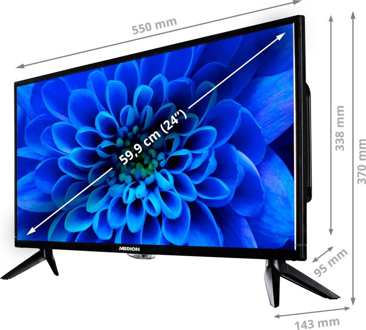 Produktbild Medion LIFE® E12421 (MD 20113) LCD-TV 59,9 cm (24") Full HD Display, HD Triple Tuner, integrierter Mediapl (24", LCD)
