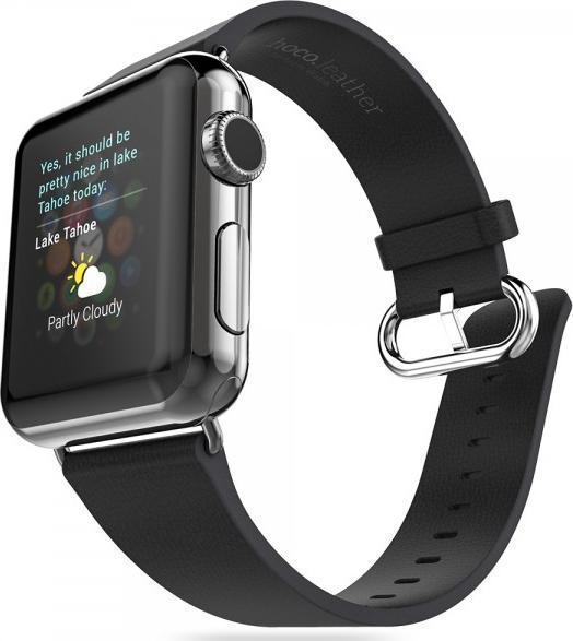 Produktbild Hermex Apple Watch 40mm / 38mm HOCO Echtleder Armband Band mit Adapter SCHWARZ