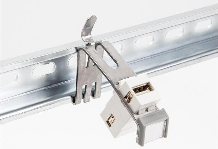 Produktbild Delock Keystone Halterung mit Beschriftungsfeld 1 Port für Hutschiene Metall