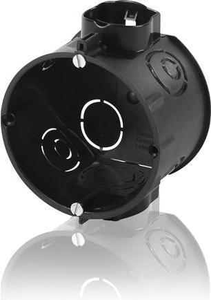 F-Tronic Einbaudose Ø80 1modul 45mm tief Schraubenabstand 60mm. Schwarze Eurodose. 20 und 25 mm Rohreinführun