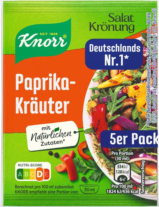Immagine prodotto Knorr Salad Crème Paprika Herb Dressing confezione da 5 pezzi da 450 ml (62 g)
