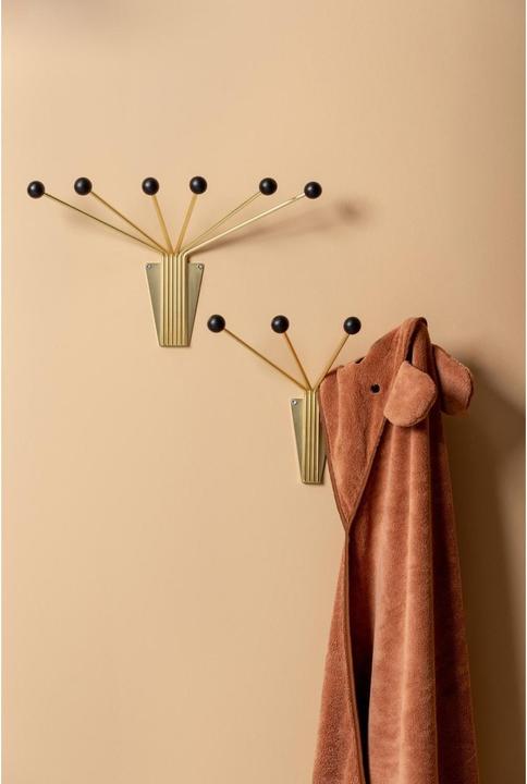 Produktbild present time Wandhaken Neptune Small 4 Haken, Gold/Schwarz, Bewusste