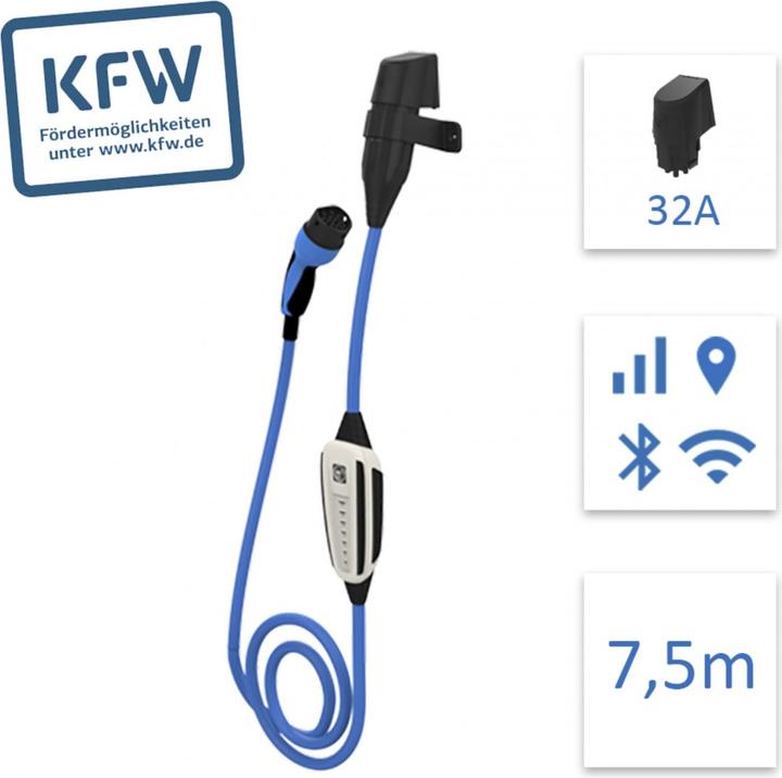 Image du produit NRGkick KfW Max 7.5m GSM/GPS/SIM Verrouillage de protection,Prise murale32A (Type 2, 22 kW, 32 A, Type 2)