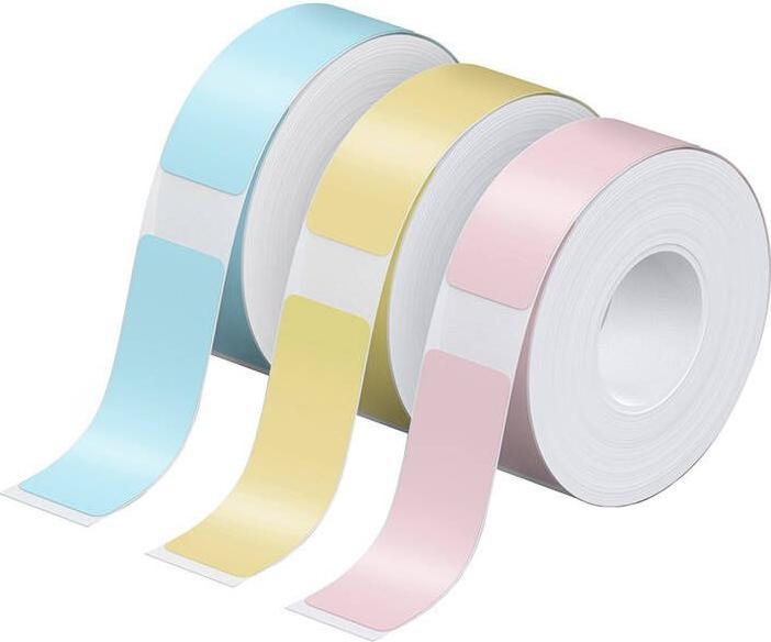 Actual product image Nelko thermal label for label printer P21 (blue/yellow/pink, 12*40 mm.