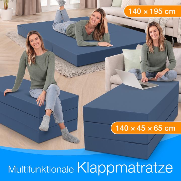 Produktbild Bestschlaf Klappmatratze, 3-teilige Faltmatratze, Reisebett, Gästematratze (140 x 195 cm, Schaumstoffkern)