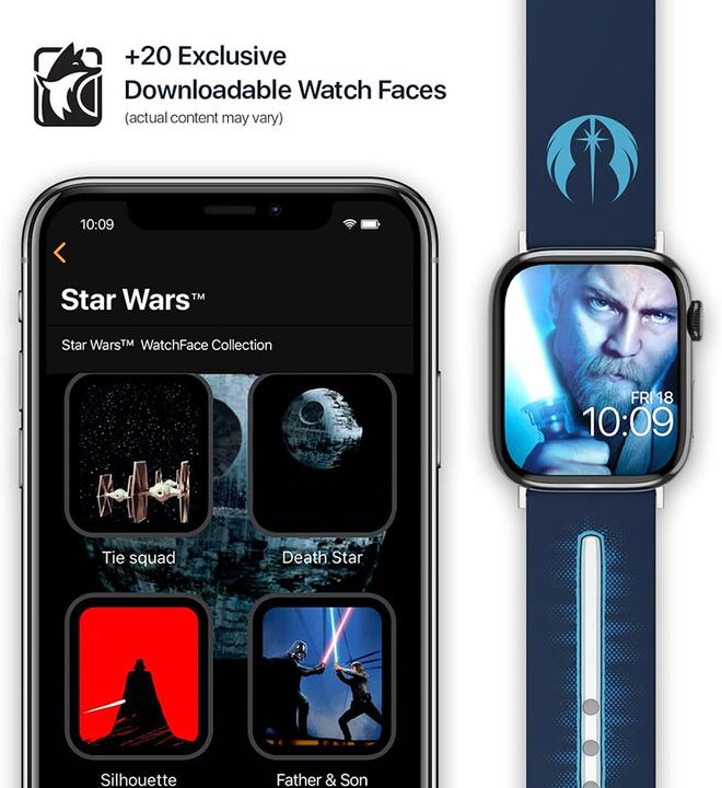 Produktbild Moby Fox Armband Smartwatch Star Wars Darth Vader Lightsaber 22 mm (22 mm, Silikon, Edelstahl)