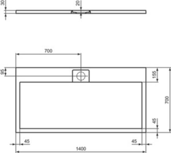 Produktbild Ideal Standard Ultra Flat S i.life Rechteck-Brausewanne, 1400x700x30mm, T5241