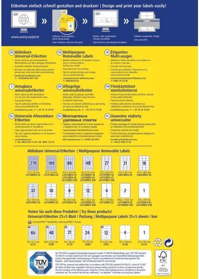 Actual product image Avery Universal labels, ablösbar
