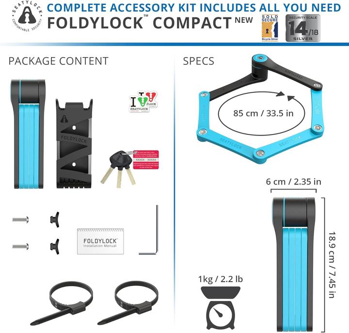 Image du produit Seatylock Antivol pliable (85 cm)