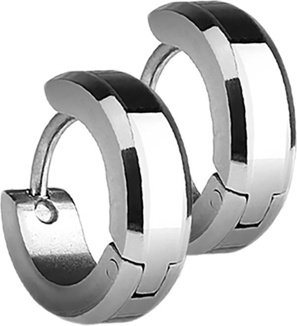 Produktbild Star Piercing Ohrring zum Klappen silber mit 2 silbernen Seitenstreifen (ohne Messing, Chirurgenstahl 316L)