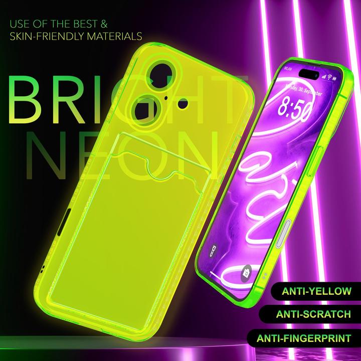 Actual product image Nalia Clear transparent neon silicone cover card holder (Apple iPhone 16 Plus)