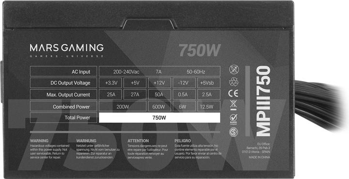 Actual product image Mars Gaming Alimentation ATX MPIII - 750W (Noir/Rouge) (750 W)