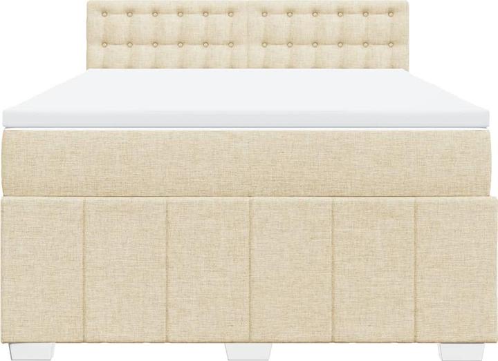 Produktbild VidaXL Boxspringbett Polsterbett Bett Doppelbett Matratze Creme 160x200cm Stoff (160 x 200 cm, 160 x 200 cm)