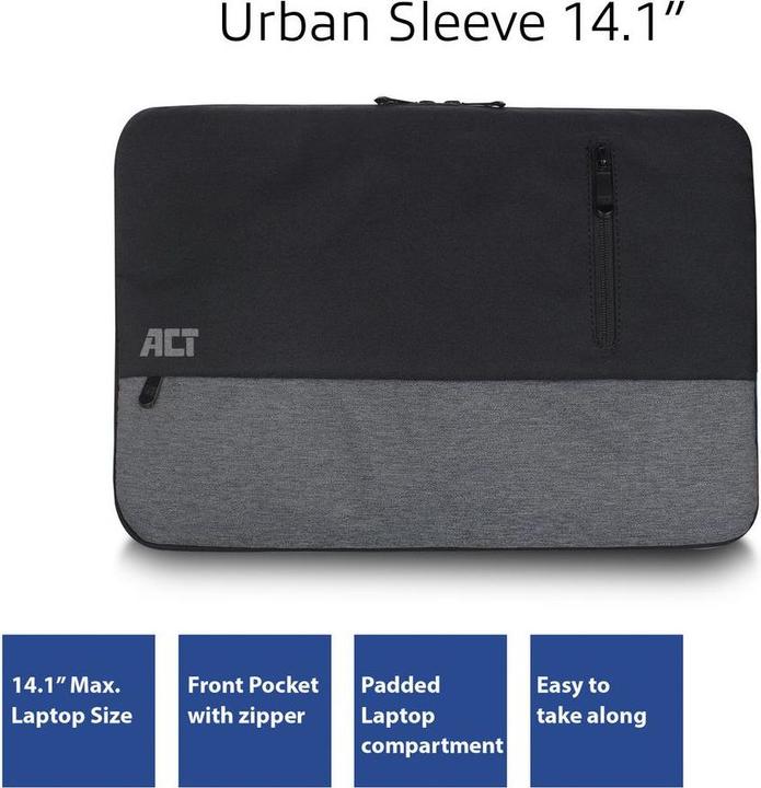 Image du produit Urban, housse pour ordinateur portable 14.1 inch, noir/gris (14.10", Universel)