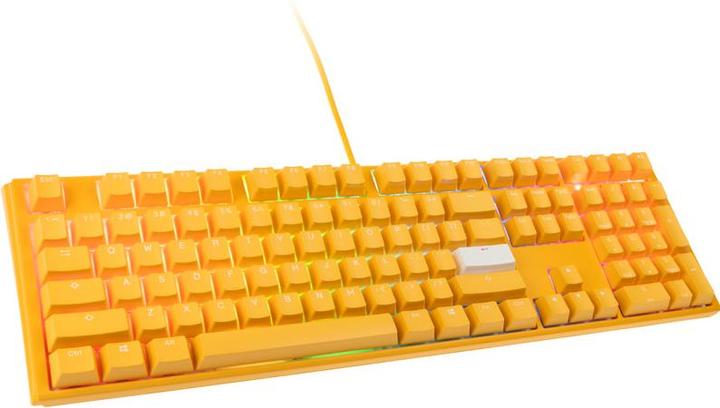 Actual product image Ducky One 3 Yellow Gaming Keyboard, RGB LED - MX-Silent-Red (US) (US, Cable)