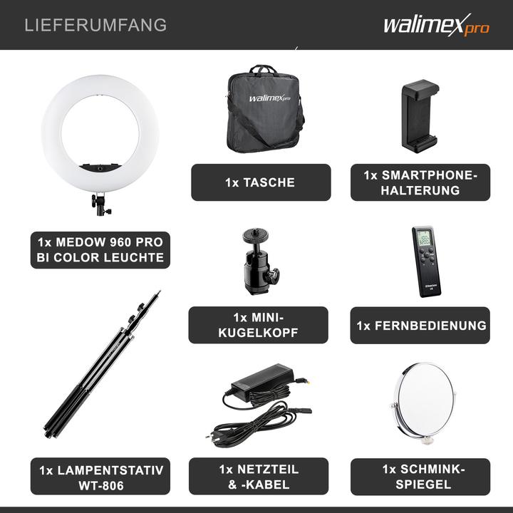 Produktbild Walimex Medow 960 Pro Set inkl. Lampenstativ (Ringleuchte)