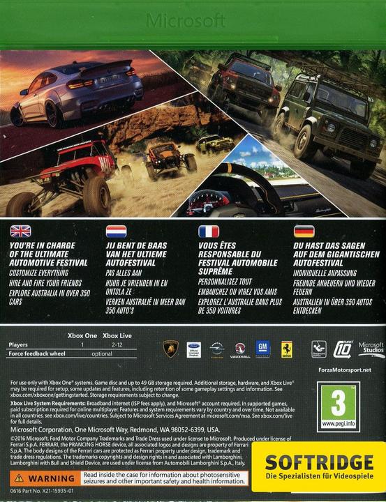 Produktbild Microsoft Forza Horizon 3 (Xbox One X, Xbox Series X, Multilingual)