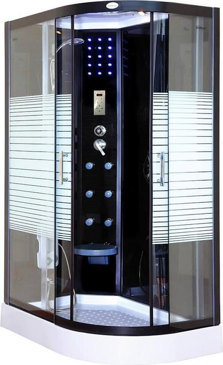 Produktbild Home Deluxe Dampfdusche mit Wasserfall Dampfsauna MANTA BLACK XL, 120x80x220cm - Rechts