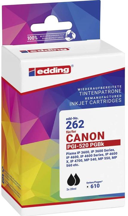 Produktbild Edding Druckerpatrone ersetzt Canon PGI-520BK Doppelpack Kompatibel Schwarz ED