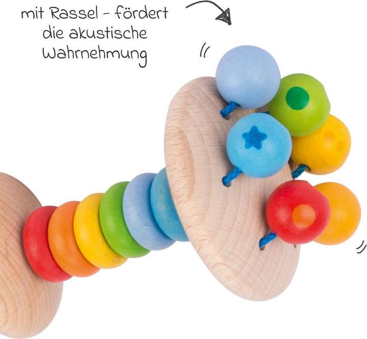 Produktbild Goki Greifling Elastik Stielrassel Regenbogen