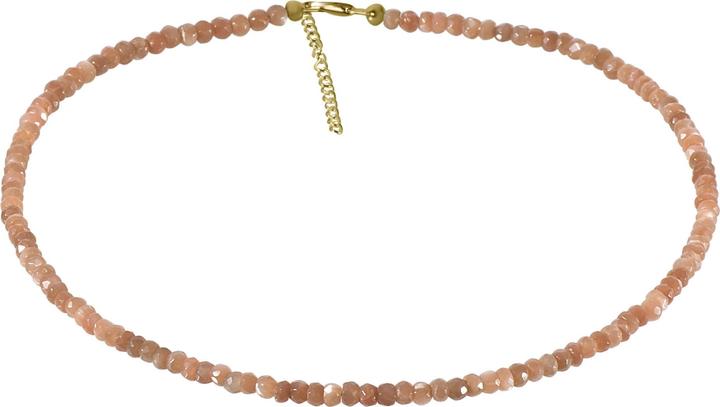 Produktbild Xen Mondstein- Collier peach 5 mm facettiert 43 + 5 cm 925 Silber vergoldet (925 Sterling Silber, 43 cm)
